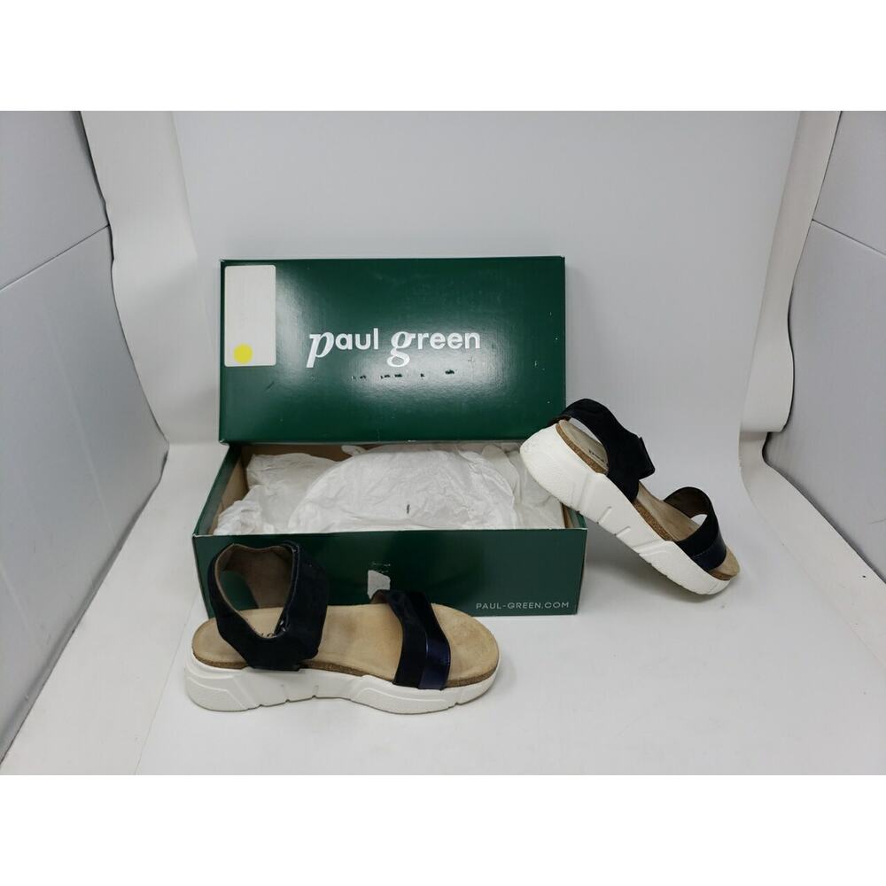 Paul Green $285 Women's Sz 7.5/38 M Adley Sandal Atlantic Ocean in Black‎